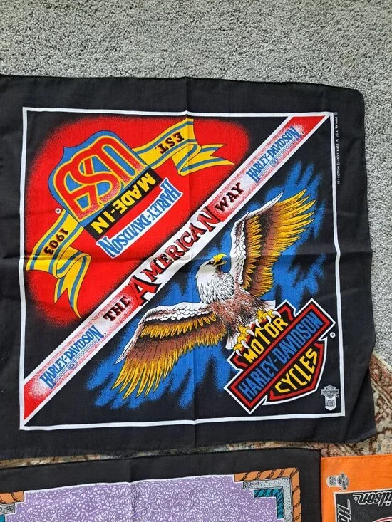 Vintage Harley-Davidson Bandanas Lot 10 American Made Motorcycles Multicolor - Picture 9 of 11
